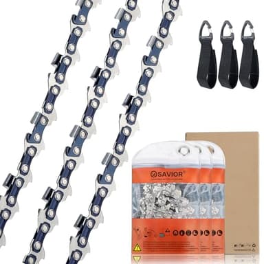 Savior 3-Pack 14 inch Chainsaw Chain Low Kickback 3/8" LP 52 Drive Links .043" Gauge Compatible for Bosch AKE35S, Makita DUC353Z, Husqvarna, Einhell, Oregon and More (90PX052E)