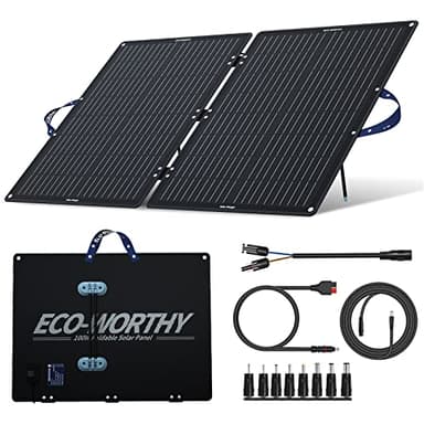 ECO-WORTHY Foldable Solar Panel 100W 12V Folding Solar Panel with Adjustable Brackets & 11-in-1 DC Connectors,for Campervan,RV,Boat,Power Station,Home