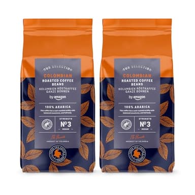 by Amazon Colombian Coffee Beans, Medium Roast,1Kg (2 Packs x 500g) - Rainforest Alliance Certified