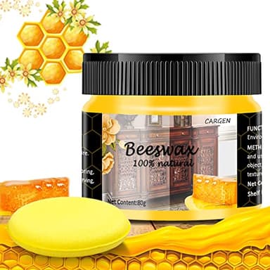 Beeswax Furniture Polish, Wood Seasoning Beeswax for Furniture CARGEN Wood Furniture Cleaner and Polish for Floor Tables Chairs Cabinets for Home Furniture to Protect and Care 1pcs Wood Wax and Sponge