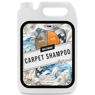 MultiWare Carpet Cleaner Shampoo Fresh Linen 5L | Carpet Shampoo for Machines | Carpet Cleaner Solution | Safe for ALL Machines | Pet Friendly Formula | Removes Pet Odours and All Stains | 1 Bottle