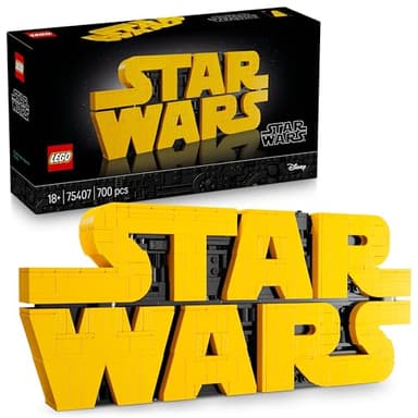 LEGO Star Wars 75407 Brick-Built Star Wars Logo - Collectible DIY Building Set for Adults - Iconic Pop Culture Model Kit - Home Office Display Piece - Gift Idea for Adult & Teenage Fans