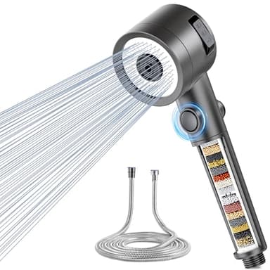 Magichome Filter Shower Head and Hose 1.5M, 20-Layer Filtration Universal Shower Head with 3 Modes, Water Saving High Pressure Hard Water Filter Showerhead for Residual Chlorine Remove