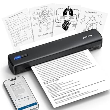 POLONO Portable Printer Wireless for Travel, D810 Bluetooth Thermal Printer A4 Support for 8.5"x11" US Letter, Inkless Printer Compatible with iOS, Android, Laptop for Office, Car and Home, Black