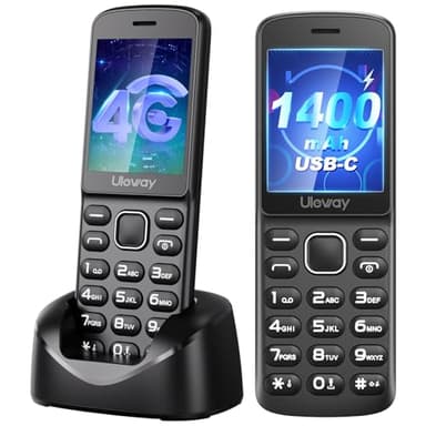 Tosaju 4G VoLTE Feature Phone Unlocked Simple Basic Home Phone 1400 mAh Long Battery Life Backup UK SIM Free with Bluetooth Perfect for Elderly & Emergency Use