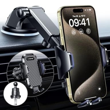 VANMASS 2025 BEST Car Phone Holder [Upgraded Suction & Clip]Rotatable Universal Mobile Phone Mount Dashboard Windscreen Vent Cradle Van Automobile Accessories for iPhone 16 Pro Max 15 14 13 12 Samsung