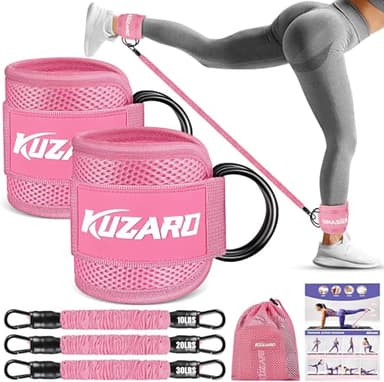 Resistance Bands Set with Ankle Straps, Glutes Workout Equipment, Ankle Weights Bands for Working Out, Butt Exercise Equipment for Women Legs and Glutes (Pink)