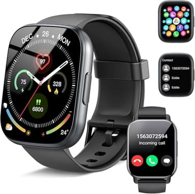 Smart Watch, 1.85" Smartwatch for Men Women(Answer/Make Call), 2025 Fitness Watch with 110+ Sports Modes/Heart Rate/Step Counter/Sleep Monitor, IP68 Waterproof Fitness Activity Tracker for Android iOS