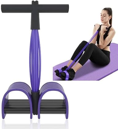 Multifunction Resistance Training 6 Tube Pedal Resistance Band Sit-up Pull Rope Fitness Pedal Exerciser Tension Rope Sport Trainer Equipment for Legs Fitness Arm Slimming Training