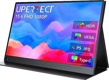 UPERFECT Portable Monitor FHD 1080P 15.6 Inch Monitor IPS Screen Matte Monitor, with Standard HDMI/Type-C, Support VESA, Second Monitor for Laptop/PC/PS/Phone/Switches, with Smart Cover