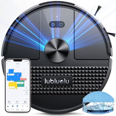 Lubluelu Robot Vacuum Cleaner with Mop 4500Pa,3 in 1 Robotic Vacuum, Laser Navigation, 5 Maps,Super Slim, Carpet Auto Boost,WiFi/App/Alexa,Vacuum Robot ideal for Hard Floor, Pet Hair, Carpet(Black)