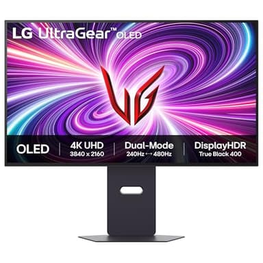 LG UltraGear 4K OLED Gaming Monitor 32GS95UV, 32 inch, 4K 240Hz / FHD 480Hz, 0.03ms Response Time, NVIDIA G-Sync & AMD FreeSync Premium Pro, 7W Stereo speakers, DisplayPort, HDMI, Black