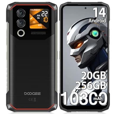 DOOGEE Blade10 MAX Rugged Smartphone with 1.54" Rear Screen, 10300mAh Battery, 20GB+256GB Android 14 Rugged Phone, 50MP AI Camera, 90Hz, 4G Dual SIM Free Unlocked Mobile Phones, 3 Card Slots/NFC/IP69K