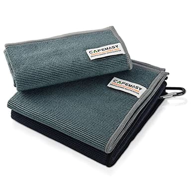 CAFEMASY Barista Cleaning Towel with Hook Set Pack of 3pcs Soft Barista Mirco Fiber Cloth for Cleaning Espresso Coffee Machine Steam Wand and Coffee Bar Counter