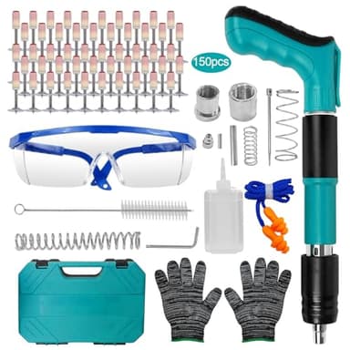 Aolawco Upgraded Concrete Nail Gun Kit with 150 Nails, 5 Speed Removable Manual Steel Nail Gun for Ceiling/Fixture Install/Wire Hider, Removable and Cleanable Nail Gun Cordless