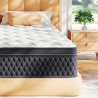 ELEMUSE King Mattress 10.6 inch, Memory Foam Pocket Sprung Mattress 5FT, Medium Firm Hybrid Mattress King Bed, Zoned Coil Orthopedic Mattress with OEKO-TEX Certified(150x200x27cm)