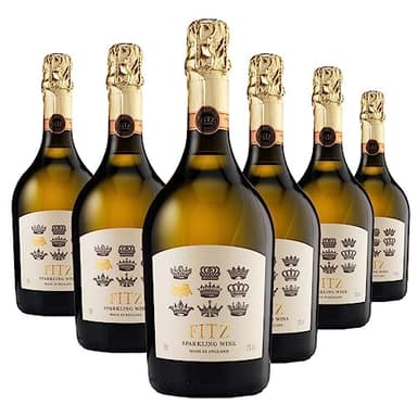 Fitz English Sparkling Wine (6 Bottles x 750ml) Low Sugar Brut 11g/Litre Made In Sussex