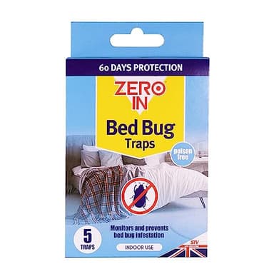 Zero In Bed Bug Trap - 5-Pack, Ready-To-Use, Poison-Free Treatment, Bed Bug Detector, Monitors Infestation