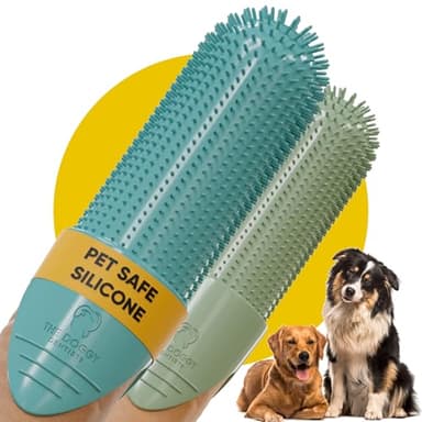 Dog Toothbrush Cat Toothbrush Dog Finger Toothbrush | Pack of 2 with Storage Cases | Remove Plaque & Tartar Fights Bad Breath | Puppy Toothbrush 360° Bristles | Cat Dog Teeth Cleaning Products