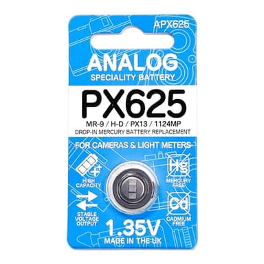 ANALOG PX625 MR-9 HD PX13 APX625 E-625N EPX625 1.35V Mercury Battery Replacement for Film Camera MADE IN UK