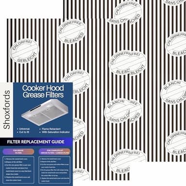 Shoxfords Cooker Hood Filter - 2Pack Extractor Fan Filters with Saturation Indicator - Universal Cut to Size - Self Extinguishing - Anti Grease with High Absorption Power