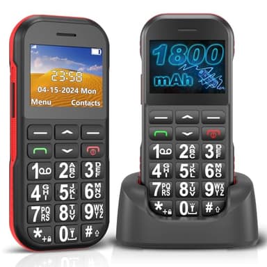 ukuu Mobile Phone for Elderly, Easy to Use Unlocked Big Button Mobile Phone with Charging Dock and SOS Emergency 1800mAh Lager Battery Pay as you go Phone