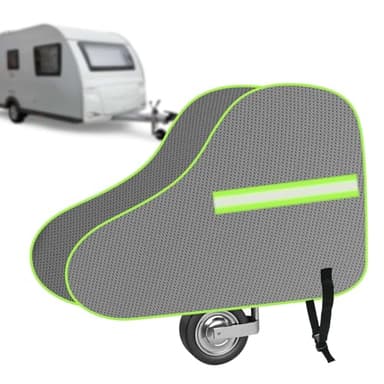 URAQT Tow Hitch Cover - Universal Waterproof Caravan Hitch Cover With Strap, Caravan Drawbar Trailer Protector with Reflective Strip, Suitable for Campervan (Grey/Green)