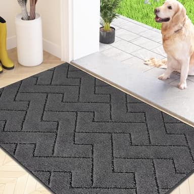 FCSDETAIL Dirt Trapper Indoor Door Mat 50 x 80 cm, Machine Washable Entrance Rug, Super Absorbent Dog Doormat, Non-slip Inside Floor Mat for Entryway, Muddy Shoes & Paws