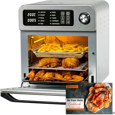 HYSapientia® 15L Large Air Fryer Oven For Family Digital Knob 1700W 10 in 1 Airfryer Toaster Air Convection Mini Oven electric and grill,Fast Cooking,Cookbook
