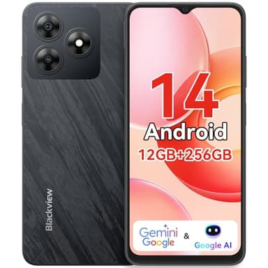 Blackview WAVE 8 Mobile Phones, Android 14 Phone, 12GB+256GB/2TB TF Octa Core, 6.56" HD+Display, 5000mAh Smartphone 10W Fast Charge, 8MP+13MP Camera, Smart Phones Sim Free Unlocked, UK Version -Black