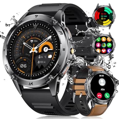 LIGE Blood Pressure Watch (Answer/Make Calls), 1.43" AMOLED Smart Watch for Men with LED Flashlight, 120+ Sports Modes/Heart Rate/Sleep Monitor/Stress Test, iOS Android Fitness Tracker Watch, IP68