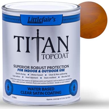 Littlefair’s Clear Varnish 1ltr / Satin - Varnish for Wood Indoor & Outdoor - Waterproof Protection & Easy Apply Water Based Polyurethane - Clear Top Coat for Furniture Paint On - Wipe On Polyurethane