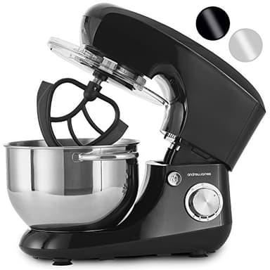 Andrew James Stand Mixer for Baking Food Mixer | 1300W Max | Large 5.5 Litre Bowl 6 Speed Pulse Mode | Kitchen Cake Mixers | Flexi-Beater Dough Hook Balloon Whisk Removable Splash Guard