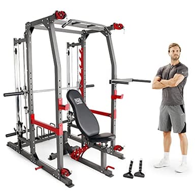 Marcy SM 4903 Smith Machine Power Cage Home Gym, and an Adjustable Weight Bench with 272kg capacity