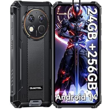 OUKITEL G1 Rugged Smartphone - Android14, 24GB RAM+256GB ROM+1TB,10600mAh Battery,48MP Camera,6.52" Rugge phone,IP68/69K Waterproof 4G Dual Sim-free&Unlocked Mobile Phones,NFC,OTG,GPS,2025(Black)