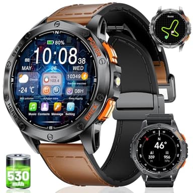 LIGE GPS Smart Watch for Men with 530mAh Battery(Make/Answer Call), 1.43" Amoled Always-on Smartwatch with Heart Rate SpO2 Sleep Monitor, IP68 Fitness Tracker with 180 Sports Modes for Android iOS