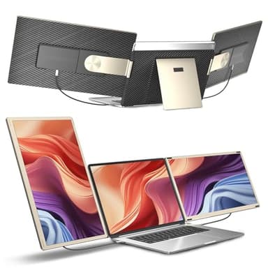 siaviala Laptop Screen Extender,15.6" Portable Monitor, FHD 1080P Ultra-Slim Travel Monitor with Speakers, Triple Display Extension, Compatible with 13-17.3" Laptops
