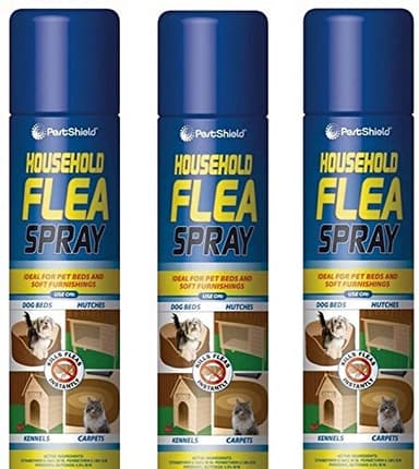 Flea Spray Flea & Larvae killer Cat Dog Pets Bed Carpet Home 200 ml cans (3 X cans)