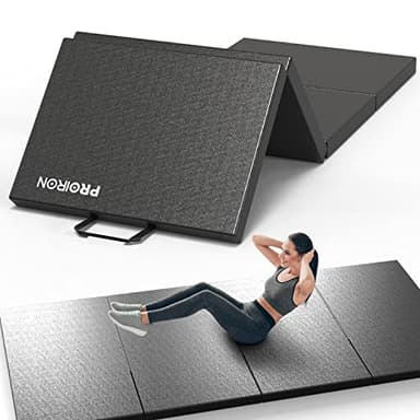 PROIRON Gymnastics Tumble Folding Exercise Mat - 6/8 ft Long Non Slip PU Leather - High Density 4cm Thick Foam - Gym mat with Carry Handles -Home Yoga Pilates Fitness Workout Crash Mat (Black)