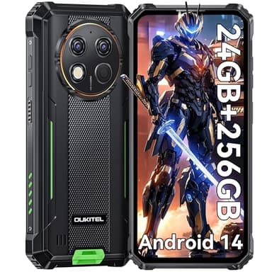 OUKITEL G1 Rugged Smartphone - Android14, 24GB RAM+256GB ROM+1TB,10600mAh Battery,48MP Camera,6.52" Rugge phone,IP68/69K Waterproof 4G Dual Sim-free&Unlocked Mobile Phones,NFC,OTG,GPS,2025 (Green)