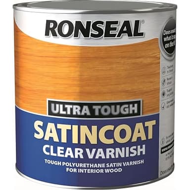 AMK® Ronseal Ultra Tough Varnish SatinCoat 250ml Satin Clear Strong Polyurethane for Interior Wood Durable and Resistant to Heat Water & Scratches