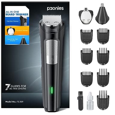 Beard Trimmer Hair Clippers Men, Nose & Ear Trimmer, 9-in-1 Body Groomer Men Kit, Cordless Rechargeable Hair Clippers with 7 Limit Combs, Stainless Steel Blades, 100% Waterproof Extra Long Life