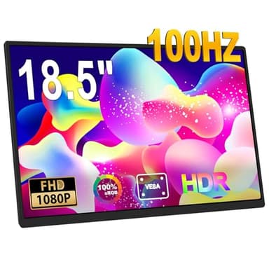 18.5 inch Portable Monitor,100HZ 100% sRGB 1080P USB-C HDMI Second Screen for Laptop,PC,Phone,PS,Xbox,Swich,IPS Full HD Work and Gaming external Screen Monitor