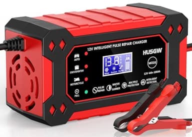 Husgw Car Battery Charger, 12V 6A Car And Motorcycle Battery Charger, Lead-Acid Battery Smart Charger Battery, Start-Stop Repair Activation Charger,for Cars Boat Motorcycle Lawn Mower