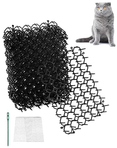QWORK® 12 Pack Cat Scat Mat, Cat Spikes, with Pegs and Ties, Prevent Animals from Entering the Garden and Destroying Plants (15x20cm I 6"x8")