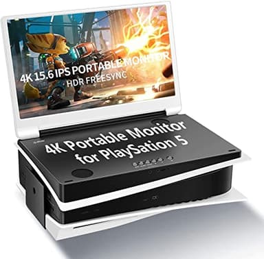 G-STORY 15.6’’ Portable Monitor for PS5, UHD 4K Portable Gaming Monitor IPS Screen for PS5（not Included） with Two HDMI, HDR, Freesync, Game Mode, Travel for PS5
