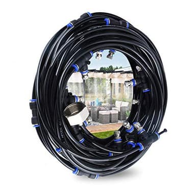 Misting Cooling System, Misting Line with 9 Copper Metal Mist Nozzles, Patio Misting System,Outdoor Misters Cooling System for Patio Garden Greenhouse,Trampoline for Waterpark(8M)