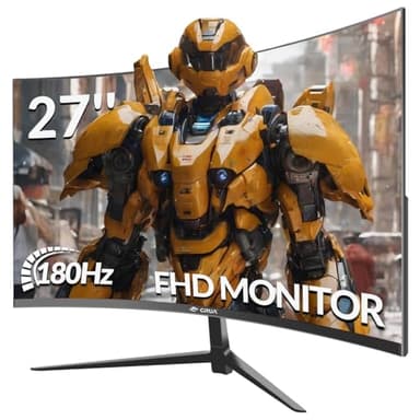 CRUA 27" 144Hz/180Hz Curved Gaming Monitor, FHD 1080P VA Screen, 99% sRGB Computer Monitors Support FreeSync, PC Monitor Support Wall Mount Install(HDMI, DP)- Black
