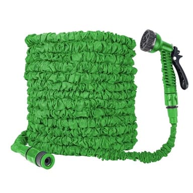 Expandable Garden Hose Pipe,Weather Resistant Durable Hose, Premium Expandable Garden Hose - Flexible and Lightweight with 7 Function Spray Nozzle - Anti Leak, Kink Free, HIGH Pressure (50FT, Green)