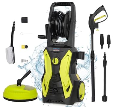Pressure Washers 2000W 150Bar 450L/H Jet Washers Pressure Washers with Patio Cleaner,Brush,Pressure Washer with Adjustable Nozzle&Turbo Nozzle,Power Washer for Cars,Fences,Driveways